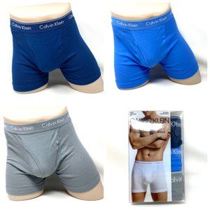 Calvin Klein Iconic 3 Pack Men Pure Cotton Gray Navy Blue Boxer Brief NB4003-935